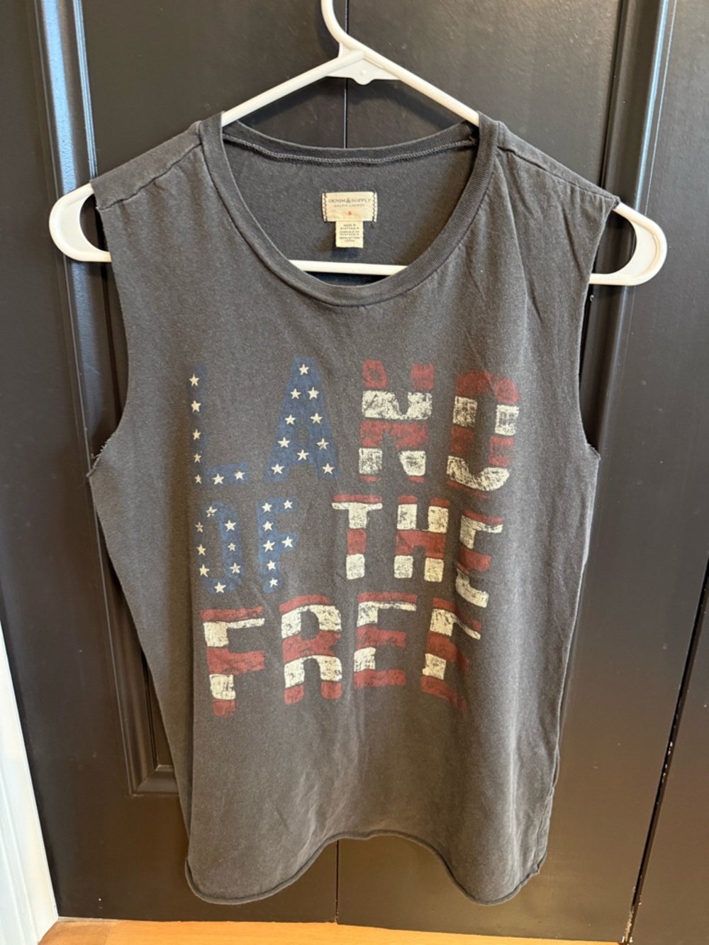 Denim & Supply Ralph Lauren Dark Charcoal Crewneck Land of the Free Tank